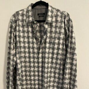 Bugatchi Men’s Long Sleeve Button Up Shirt grey check shirt classic fit XL